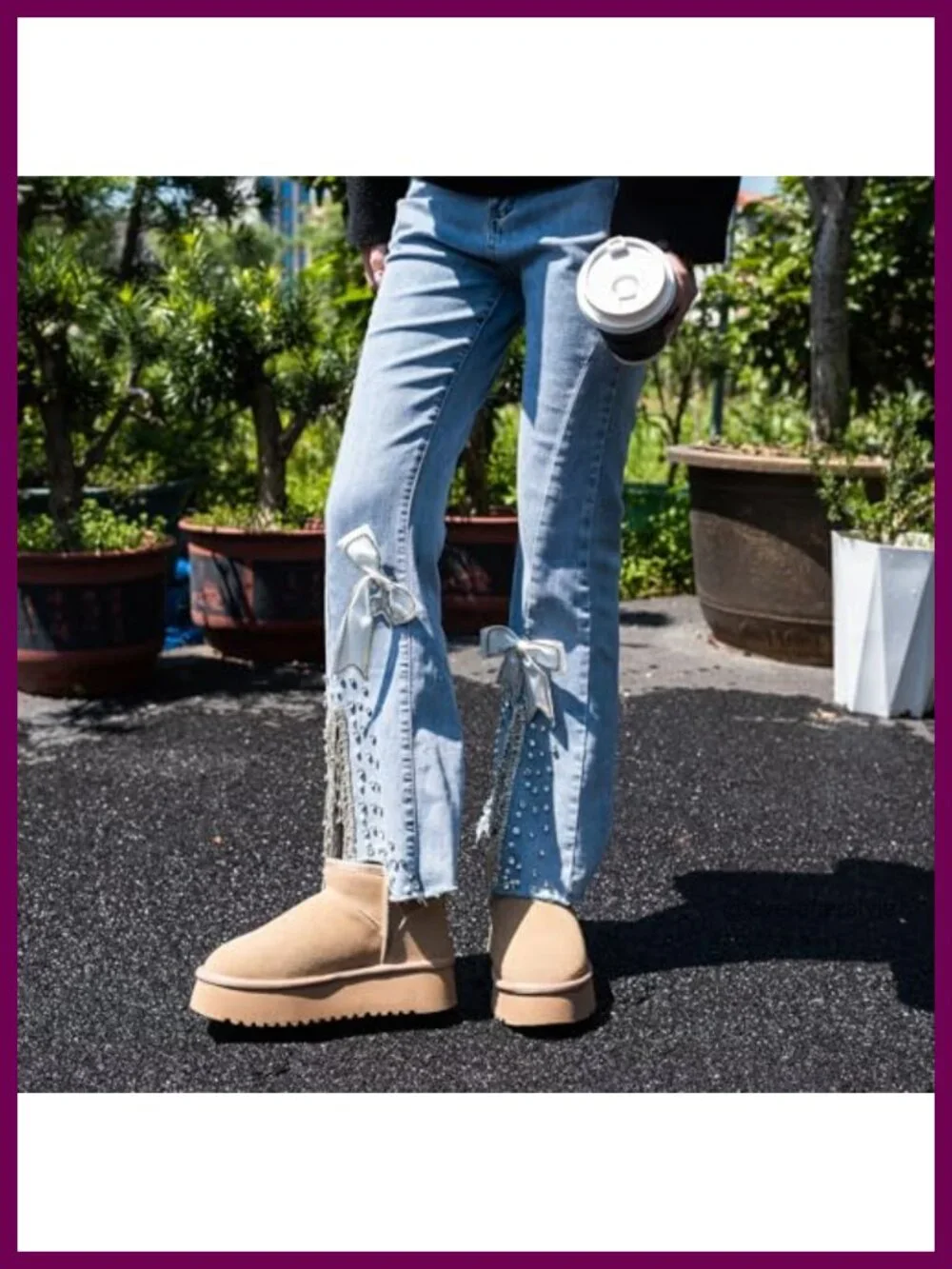 Women's Suede Platform Ankle Snow Boots with Faux Fur Lining Slip-On